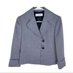 Tahari Tweed Black/White Crop 2‎ Button Career Blazer Sz 4